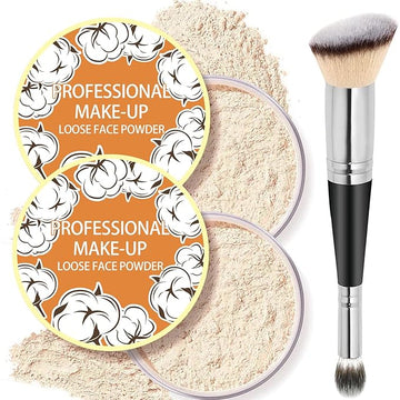 2PCS Loose Face Powder, Oil Control Minimizes Pores (05# Fair) 8g