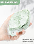 Sndyi Silicone Body Scrubber, Gentle Exfoliating Body Scrubber for Sensitive Skin, Leaf Shaped Shower Scrubber for Body with Lathering Bristles, Silicone Loofah Body Brush for Showering, Green