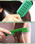 Chengu 2 Pcs Boar Bristles Double-Sided Brush and Flat Iron Comb for Hair Straightening, Styling, and Detangling Knotty Hair (Black, Green)