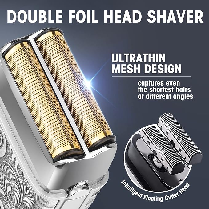 RESUXI Hair Clippers for Men & Electric Razor Shavers Set,Cordless Hair/Beard Trimmers Grooming Kit,Hair Liners Clippers for Hair Cutting Barbers Supplies,LCD Display 2 Foil Head
