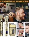 RESUXI Professional Hair Clippers for Men Electric Razor Shavers Nose Hair Trimmer and Detail Trimmer 5 Pcs Set，Cordless Beard Trimmer Barber Clippers for Hair Cutting Mens Grooming Kit