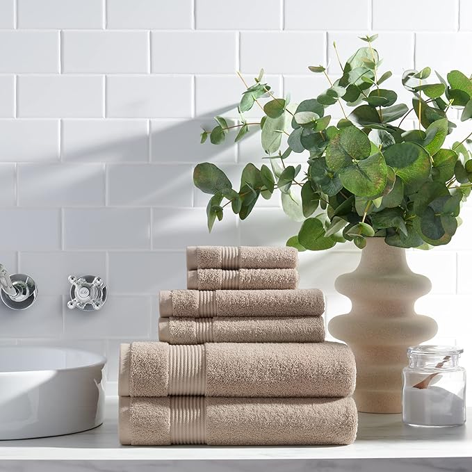 Arkwright Bathroom Hand Towels Set of 6 - (Bulk Case of 60) Super Soft 100% Cotton, 600 GSM Quick Dry & Absorbent, Luxury Bath Essentials for Hotels, Spa, Hosts, and Vacation Rentals, Latte Beige