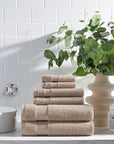 Arkwright Bath Towels Set of 4 - (Bulk Case of 24) Super Soft 100% Cotton, 600 GSM Quick Dry & Absorbent, Luxury Bathroom Essentials for Hotels, Spa, Hosts, and Vacation Rentals, Latte Beige