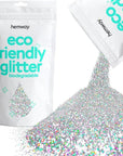 Hemway Eco Friendly Biodegradable Glitter 100g / 3.5oz Bio Cosmetic Safe Sparkle Vegan For Face, Eyeshadow, Body, Hair, Nail And Festival Makeup, Craft - Fine (1/64" 0.015" 0.4mm) - Silver Holographic