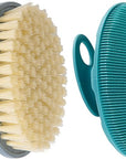 INNERNEED Soft Silicone Body Cleansing Brush Shower Scrubber, with PP Shower Brush for Cellulite Treatment, Lymphatic Drainage and Blood Circulation Improvement