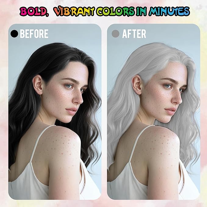 Temporary Hair Color Spray for Adults & Kids - Instant Silver White Dye Alternative | Non-Sticky, Washable & Gentle Formula | Party, Halloween, Costume Makeup (150 ml)