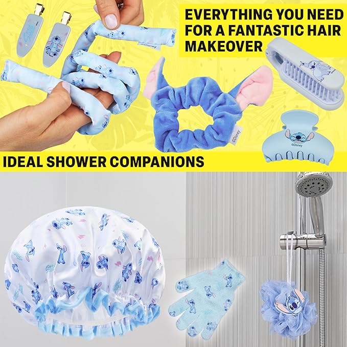 Get Trend Disney Stitch Advent Calendar 2025 Women Teens Makeup Brushes Hair Clips Eye Mask Beauty Pamper Gift Set Christmas Countdown Gifts for Her (Blue Stitch)