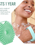 Sud Scrub® Antimicrobial Silicone Body Scrubber, Exfoliating Body Scrubber for Sensitive Skin, Eco Friendly Shower Scrubber for Body, Silicone Body Brush for Showering, Mint