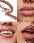 Wonderskin Lip Liner Pencil - 360 Contour Lipliner, Long Lasting, Sharpenable, Waterproof and Transfer-Proof Brown Lip Liner Pencil (Saddle)