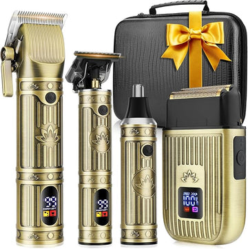 Hair Clippers for Men Set Cordless,Mens Beard Trimmer,Nose Trimmer,Foil Shavers for Men,Professional Barber Clippers for Hair Cutting,for Nose,Body,Beard Grooming & LED Display,Travel Case