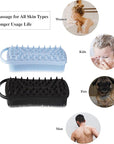 2 PC Silicone Body Scrubber, 2 in 1 Exfoliating Shower Bath Scrubber, Soft Silicone Loofah for Sensitive Skin, Shower Hair Scalp Massager, Easy to Clean, Lather Well (Blue&Black)