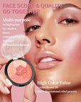 Flower Blush for Cheeks, Matte Shimmer Face Blush Powder,Contour Multiuse Facial Make up Palette,Longlasting Waterproof Embossed Blusher,Mother's Day Makeup Gift for Women-02#Camellia Orange
