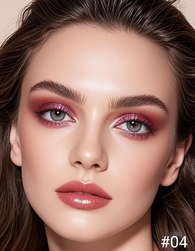 Erinde Purple Eyeshadow Palette Duo - Burgundy Purple Maroon Shimmer Metallic Glitter Eye Shadow Makeup Palette, Long Lasting Waterproof Blendable Crease Proof Warm Red Tones Christmas Makeup, 04