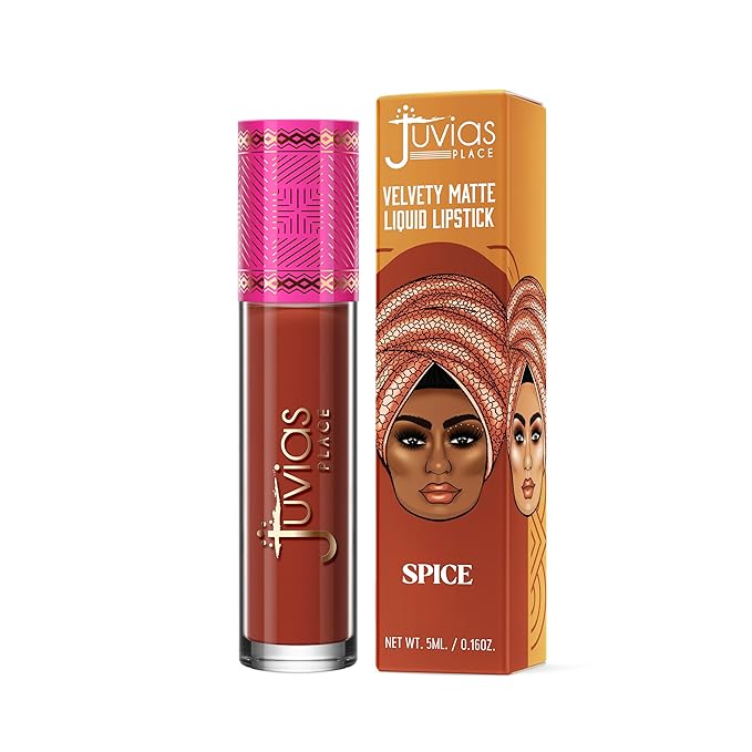 Juvia's Place Velvety Matte Liquid Lipstick Spice - Hydrating, Long-Wearing, Velvety Soft & Feather Light - Hyperpigmented Creamy Matte Lipstick for Women