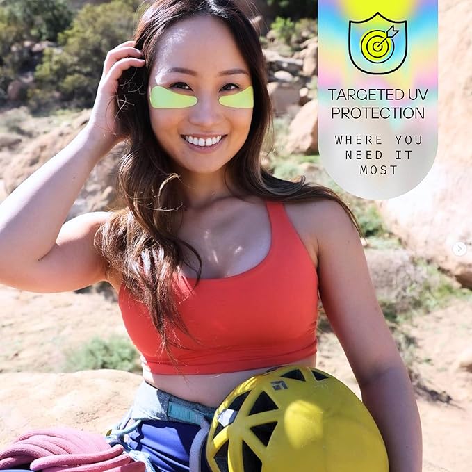 Sun Patch, Hypoallergenic Sun-Screen Under Eye Patches, 100% Silicone UPF-50 UV Protection, Reusable, 1 Pack/4 Pairs, Yellow (Golf, Surf, Swim, Ski & Snow, Outdoors)