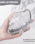 Sndyi Silicone Body Scrubber, Gentle Exfoliating Body Scrubber for Sensitive Skin, Leaf Shaped Shower Scrubber for Body with Lathering Bristles, Silicone Loofah Body Brush for Showering, Gray