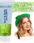 MEICOLY Lime Green Face Body Glitter,Christmas Face Glitter Stocking Stuffers,Light Green Body Glitter,St Patricks Day Accessories,Chunky Glitter Face Paint for Party Festival Halloween