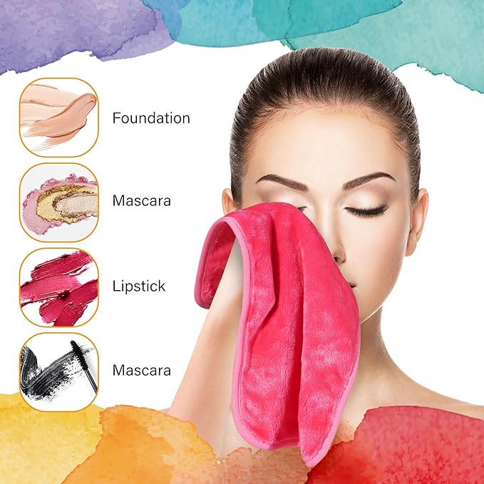 Nugilla Makeup Remover Cloth, 5 Packs Reusable Microfiber Makeup Remover Towels, Face Towel for Women