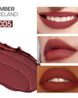 Mistine Lipstick Thai Latte Sheer Creamy Rouge Velevt Matte Finish Lipstick for Women Non-sticky C05 Amber Iceland 0.12 fl oz 1 Count