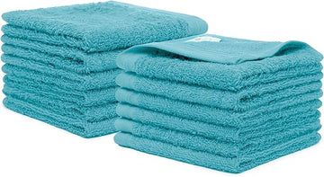 100% Cotton Washcloths Set 13” x 13” | Teal Blue(Turquoise) Towels | Set of 12 Ultra Soft and Highly Absorbent Washcloths Sets for Bathroom, Gym, Hotel, Spa | Machine Washable Face Towel