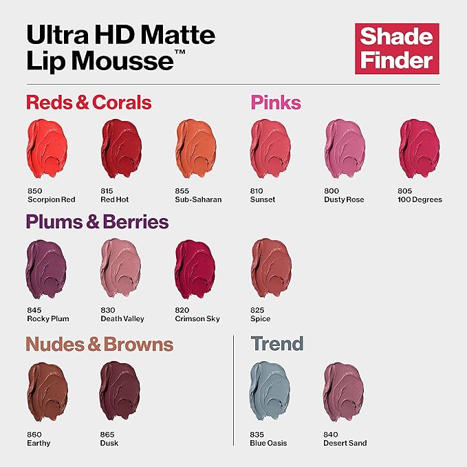 Revlon Ultra HD Lip Mousse Hyper Matte, Longwearing Creamy Liquid Lipstick in Blue, Blue Oasis (835), 0.2 oz