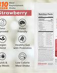 310 Nutrition All-In-One Meal Replacement Shake Powder - Plant-Based Protein Smoothie Blend w/High Fiber, Probiotics & Adaptogens - Low Carb, Vegan, Keto & Paleo Friendly - Strawberry - 14 Srv