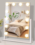 Vanity Mirror with Lights,Lighted Vanity Mirror with 12 Dimmable Bulbs for Dressing Room & Bedroom,3 Color Lighting,Modes Detachable 10x Magnification 360°Ratation (White) 14.6" L x 17" W