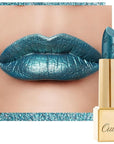 Oulac Metallic Green Lipstick for Women with Metallic 3D Shine, Lightweight Hydrating Formula, High-Impact Lip Color, Vegan Beauty, Full Coverage Lip Makeup, Turquoise (20)