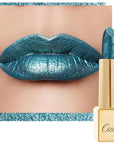 Oulac Metallic Green Lipstick for Women with Metallic 3D Shine, Lightweight Hydrating Formula, High-Impact Lip Color, Vegan Beauty, Full Coverage Lip Makeup, Turquoise (20)