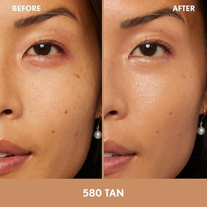 COVERGIRL Clean Fresh Nourishing Skin Tint, 580 Tan, Liquid Foundation, Dewy Finish, Infused with Coconut & Aloe, Vegan Formula