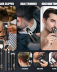 RESUXI Hair Clipper for Men T Blade Zero Gapped Nose Hair Trimmer Set, Professional Cordless Barber Clippers Hair Cutting Machine Haircut Grooming Kit,Black