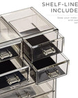 Sorbus Acrylic Makeup Organizer Set, 7-Drawer Vanity & Countertop Cosmetic Storage with Small & Wide Compartments, Black-Tint Makeup Storage for Brushes, Jewelry – Holiday Gift for Women & Teens