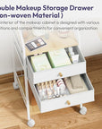 SWTYMIKI Rolling Makeup Organizer Cart - Floor Skincare Storage with Non-woven Drawers, Vanity Organizer Cosmetic Display Cases with Wheels, Cabinet for Skin Care Perfume Nail Polish Brush Hair Tool