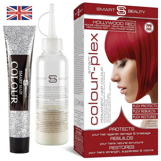 Smart Beauty Red Hair Dye with Plex Anti-Breakage Technology Protecting and Restoring Hair Structure, Plum Color, Vegan and Cruelty-Free