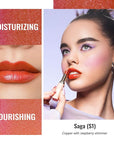 Oulac Moisture Shine Bright Red Lipstick - 2 in 1 Shimmer Lipstick & Lip Balm, Juicy & Glossy Finish, Long Lasting Hydrating, Smooth for Dry, Cracked and Chapped Lips, Vegan 2.2g/0.07oz (S01)