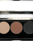 Matte Black, Medium Brown and Off White Vegan Eyeshadow Trio Palette; Talc, Paraben & Cruelty Free