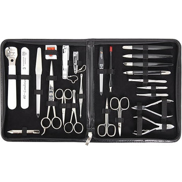 3 Swords Germany - Brand Quality 23 Piece Manicure Pedicure Grooming kit Set for Professional Finger & Toe Nail Care Tweezers File Clipper Fashion Leather case in Gift Box, Made by 3 Swords (0293)