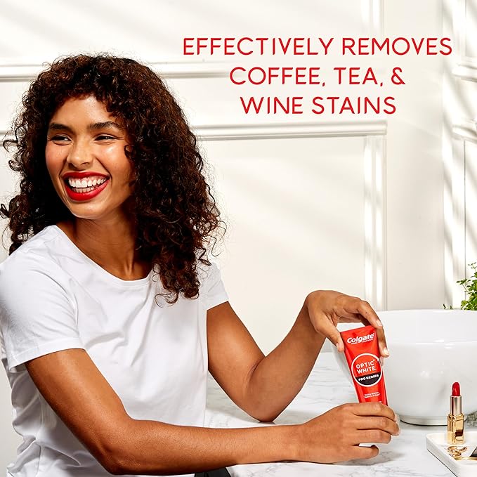 Colgate Optic White Pro Series Whitening Toothpaste with 5% Hydrogen Peroxide, Stain Prevention, 3 Oz Tube