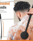 VWMYQ Silicone Back Scrubber for Shower, 17in Lengthen Long Handle Body Brush, Double Sided Shower Brush for Shower Exfoliating and Massage Can Produce Rich Foam, Long Handle Back Scrubber for Men.