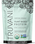 Truvani Vegan Pea Protein Powder | 20g Organic Plant-Based Protein | Keto | Gluten & Dairy Free | Low Carb | No Added Sugar | Mint Chocolate | 20 Servings |