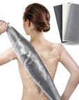 ARCH&M Exfoliating Washcloth (3 Pack), Japanese Body Scrubber for Shower, Long Nylon Towel for Back, Korean Exfoliation for Glowing Skin (Gray Black Off-White)
