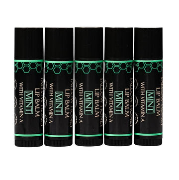 Organic Tallow Lip Balm (5 Pack) - Hydrating With Organic Italian Olive Oil, Pure Grass Fed Tallow, and Beeswax - Long Lasting Lip Therapy (5 Pack, Fresh Mint)
