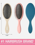 Conair Detangling hairbrush 3PK - wet or dry hair - ideal for curly or straight styles - detangler hair brush - hairbrushes for women - Beige, Navy, Coral