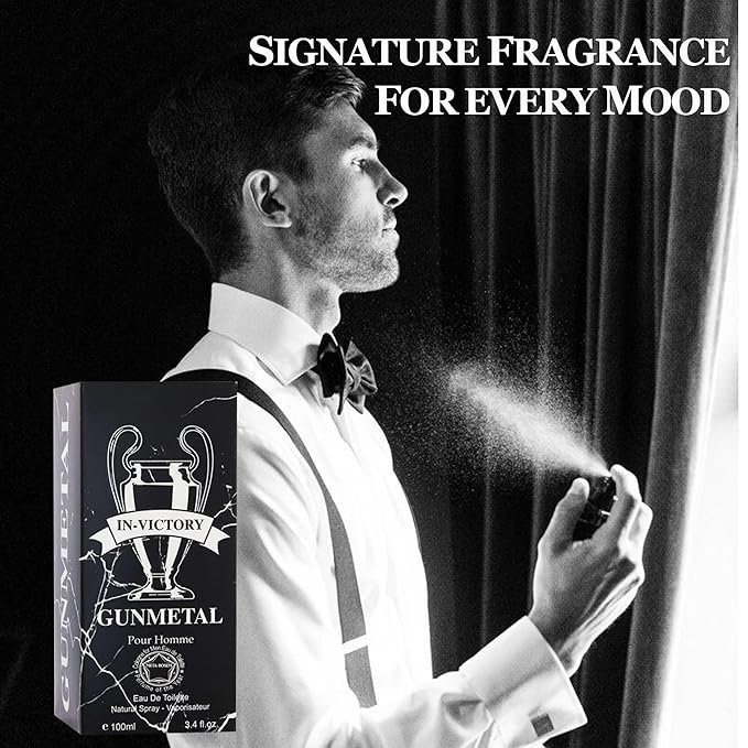 Men Cologne Set (3.4oz/100ml x 2PCS) Eau De Perfume Natural Spray Notes of Woody, Spicy, Citrus & Aromatic Long Lasting Fragrance for Daily Use (Hunter Noir&InvictGun)
