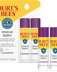 Burt's Bees Rescue Balm Elderberry Lip Balm, With Antioxidant-Rich Elderberry, Tint-Free, Natural Origin Lip Care, 2 Tubes, 0.15 oz.