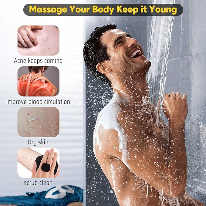 VWMYQ Silicone Body Scrubber, Silicone Loofah New Upgrade Richer Foam and Effective Cleaning, Ergonomic No-Slip Handle, Long-Lasting & Easy to Clean