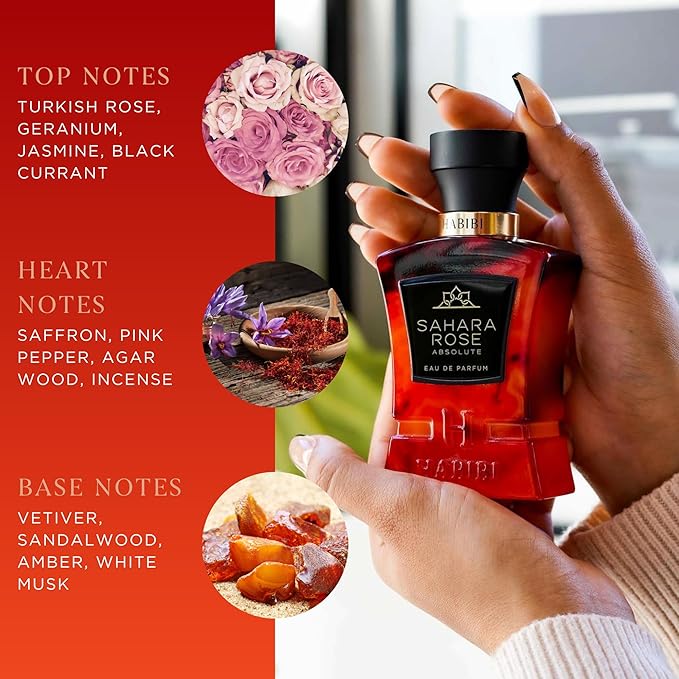 H HABIBI Sahara Rose Perfume for Men – 2.5 oz (75ML) Long Lasting Arabian Cologne, Floral Amber Woody Men Perfume, Luxury Fragrance Gift for Special Occasions