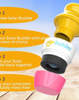 Solar Buddies Sunscreen Applicator - Single Pink - Refillable Roll on Sponge Sunscreen, Suncream & Lotion Applicator For Kids, Adults & Families - Holds 3.4fl oz, Perfect Size for Travel