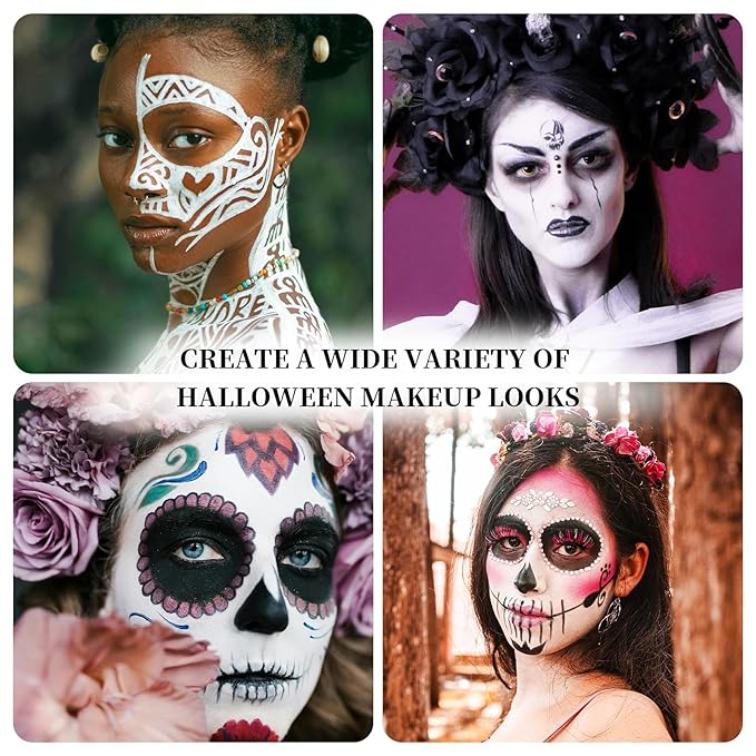 White Face Body Painting Stick, Professional Full-coverage Cream White Face Paint for Halloween SFX Skeleton Ghost Zombie Clown Goth Cosplay Makeup, Washable Body Stick for Adult Costume Party