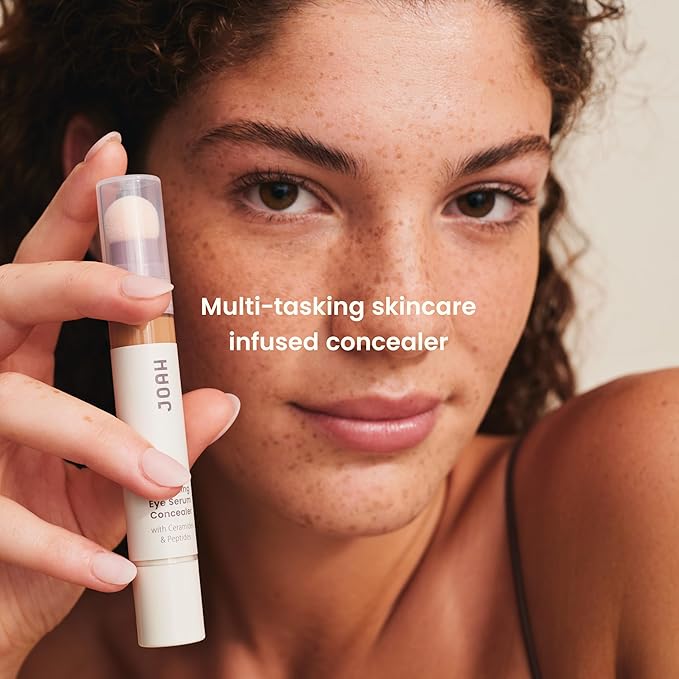 JOAH Perfect Complexion Under Eye Concealer and Serum, Korean Makeup, Hydrating Under Eye Concealer Stick for Dark Circles and Puffiness, Peptide Serum with Medium Coverage